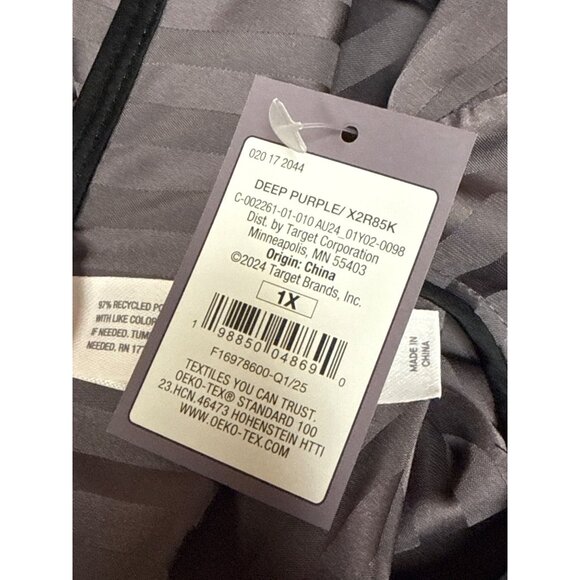 Auden Women's Sleep Lounge Shirt Deep Purple Stripe T-Back Satin Plus 1X NEW - Picture 8 of 8